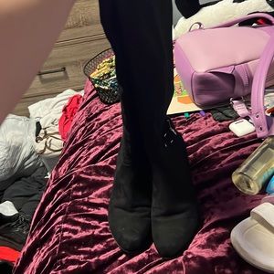 knee high healed boots